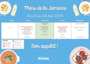 Restauration scolaire - Menu de la semaine du 20 au 24 mai 2024