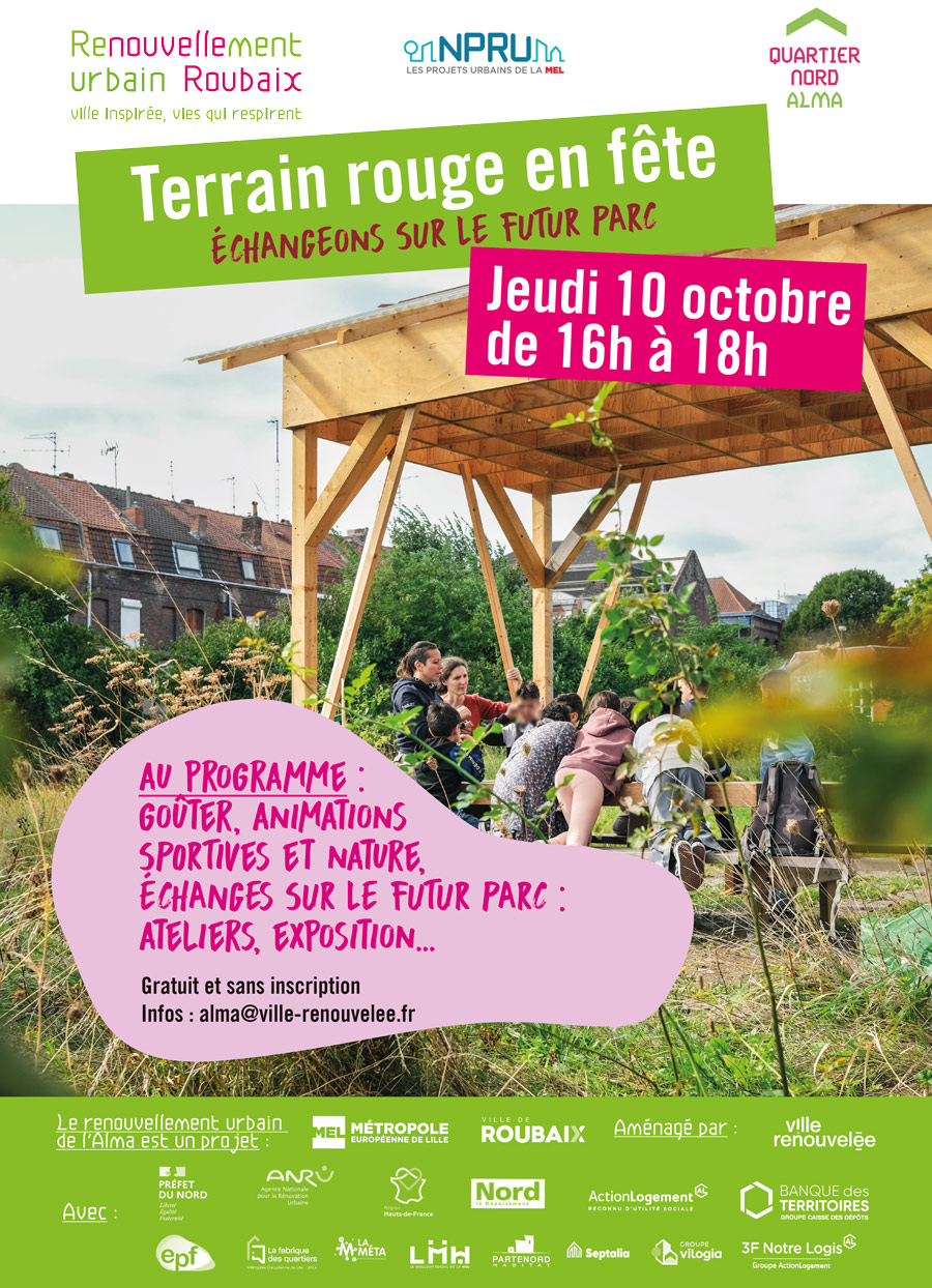 Rénovation urbaine à l'Alma : Participez à la fête du Terrain Rouge le 10 octobre !